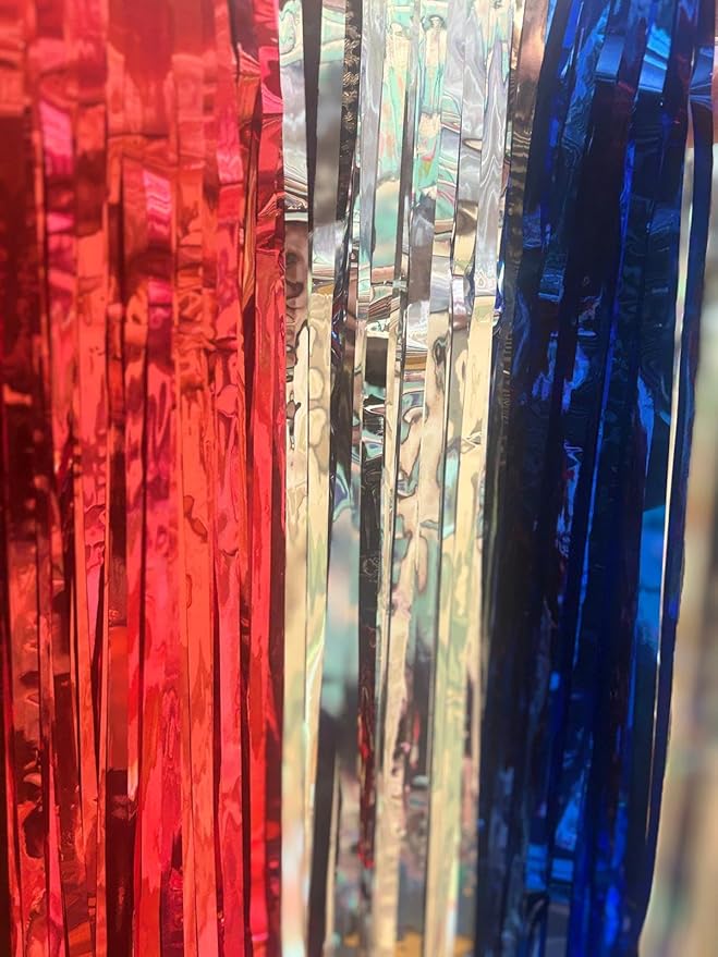 3pcs 2M X 1M Metallic Tinsel Curtains Aluminium Foil Flow Silk Curtain, Independence Day - Image 4