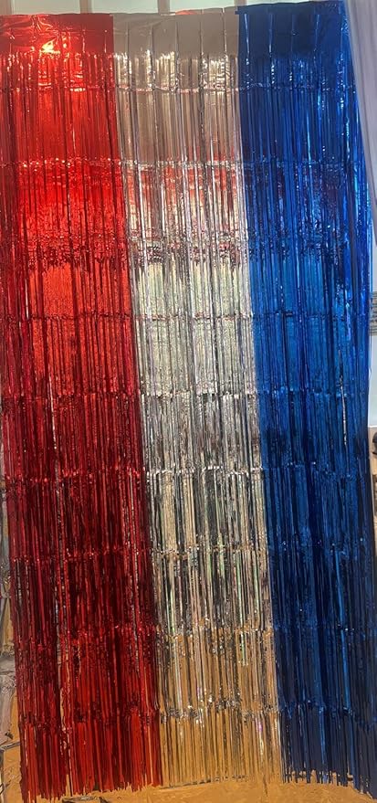 3pcs 2M X 1M Metallic Tinsel Curtains Aluminium Foil Flow Silk Curtain, Independence Day - Image 5
