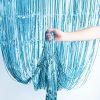 3pcs 2M X 1M Metallic Tinsel Curtains Aluminium Foil Flow Silk Curtain, Frosted Light Blue