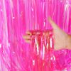 3pcs 2M X 1M Metallic Tinsel Curtains Aluminium Foil Flow Silk Curtain, Pink Iridescent