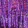 3pcs 2M X 1M Metallic Tinsel Curtains Aluminium Foil Flow Silk Curtain, Star Purple