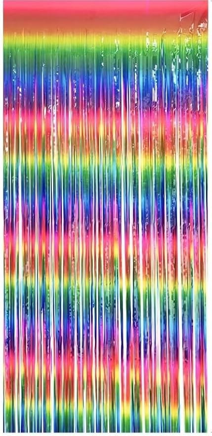 3pcs 2M X 1M Metallic Tinsel Curtains Aluminium Foil Flow Silk Curtain, Rainbow - Image 4