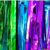 3pcs 2M X 1M Metallic Tinsel Curtains Aluminium Foil Flow Silk Curtain, Three colour splicing