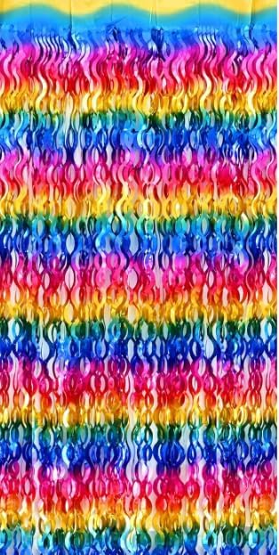 3pcs 2M X 1M Metallic Tinsel Curtains Aluminium Foil Flow Silk Curtain, Rainbow Wave - Image 2