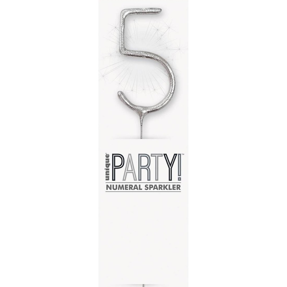 Silver number 5 Glitz Birthday Sparkler (17cm)