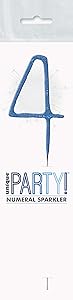 Blue number 4 Glitz Birthday Sparkler (17cm)