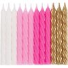 Pink White & Gold Spiral Candles