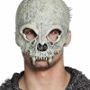 Grey Half Mask Skull- Horror Mask for Adults Made of Latex, Mask for Halloween and Carnival