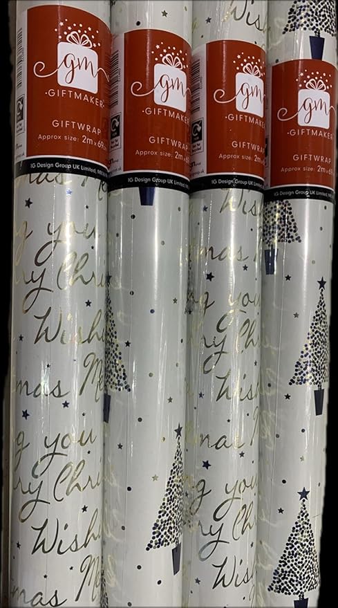 Christmas Wrapping Paper 4 x 2M/4 x 4M/4 x 7M/ 4 x 8M Rolls (Multicolour, 2M (Design 1)) - Image 3