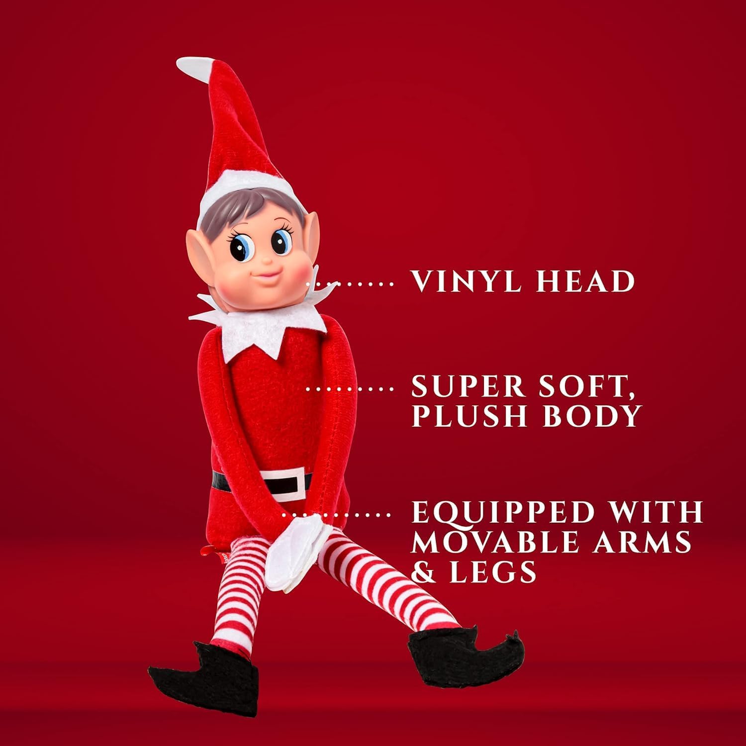 Red Girl Vinyl Face Elf - Pack of 3 - Image 4