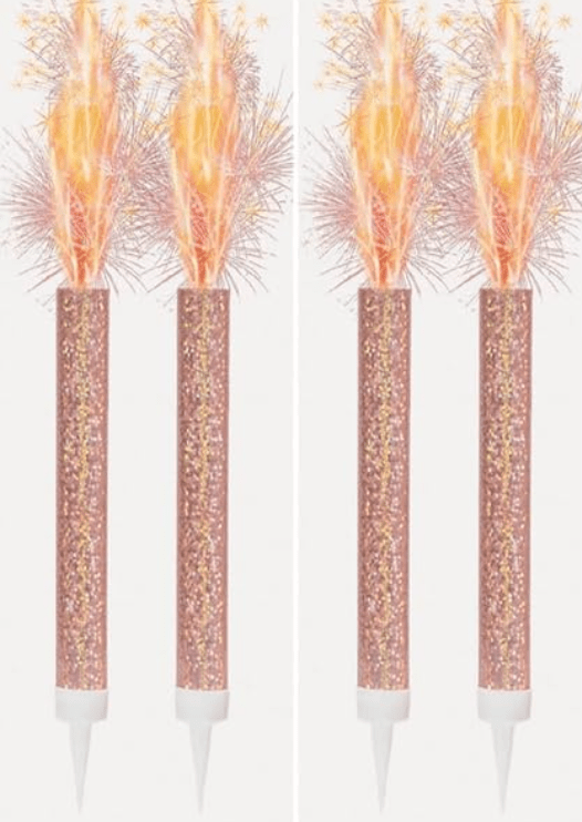 Glitz Rose Gold Fountain Candles, Pack of 4