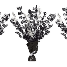 Birthday Balloon Weight Spray Centrepiece - 65th Black & Silver