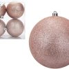 Box of 4 Baubles 7cm Rose Gold