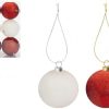 BOX OF 6 BAUBLES 10CM RED & WHITE MIXED