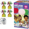 Large Helium Canister with silver Curling Ribbon and Rainbow 6 Foil Balloon Weights