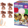 Large Helium Canister with Rosegold Curling Ribbon and 6 Foil Balloon Weights