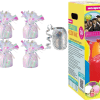 Small Helium Canister with silver Curling Ribbon and Iridescent 6 Foil Balloon Weights