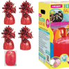Small Helium Canister with Red Curling Ribbon and 6 Foil Balloon Weights