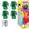 Small Helium Canister with Silver Curling Ribbon and Green 6 Foil Balloon Weights