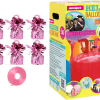 Small Helium Canister with Light Pink Curling Ribbon and 6 Foil Balloon Weights