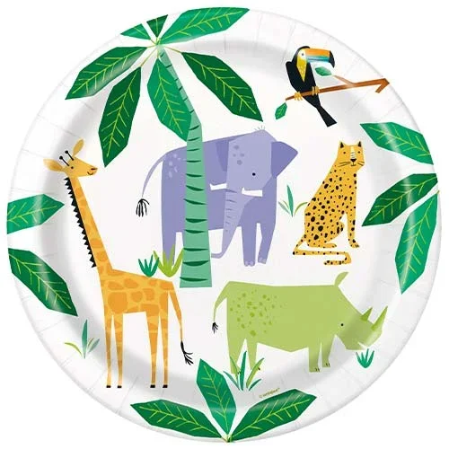 Animal Safari Round Paper Plates 22cm – Pack of 8