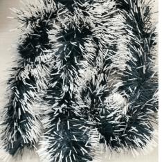 11cm Christmas Black/white Tinsel Garland Pack of 3