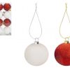 BOX OF 8 BAUBLES 5CM RED & WHITE MIX