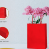 Red Paper Party Bags with Colored Handles, Pack of 6