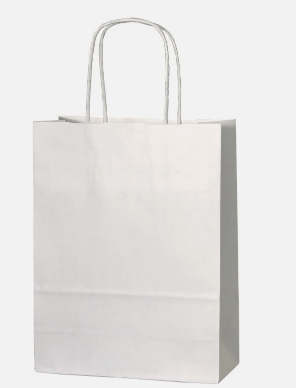 Silver Paper Party Bags with Colored Handles, Pack of 6