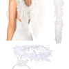White Feathery Angel Wings, Halo, Bao Set