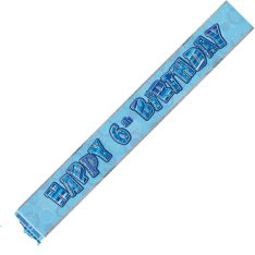 9ft Foil Glitz Blue & Silver 6th Birthday Banner