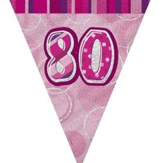 Pink Glitz Age 80th Bunting