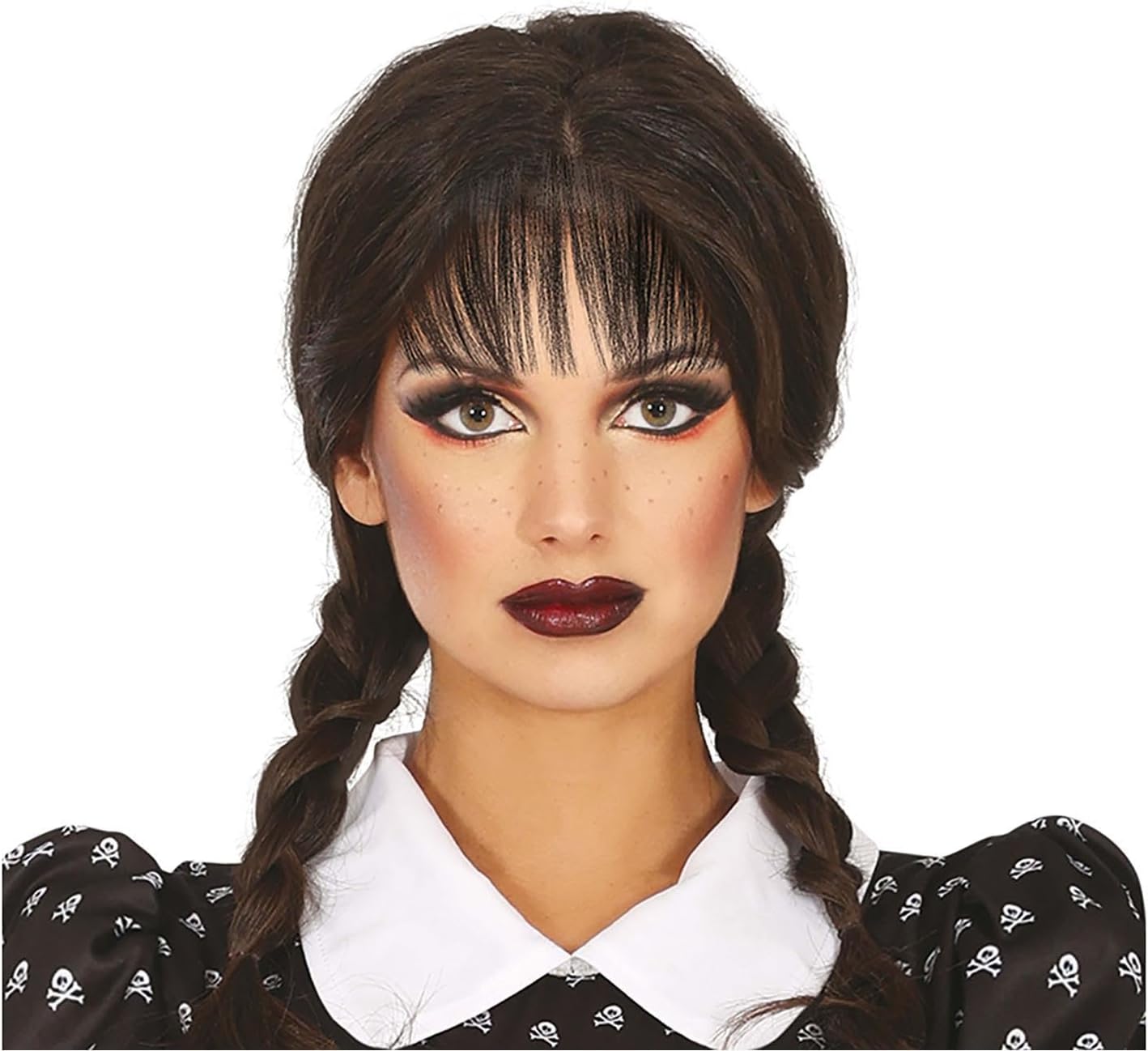Black Braided Wig with Fringe