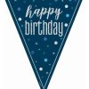 9ft Glitz Blue & Silver Happy Birthday Bunting