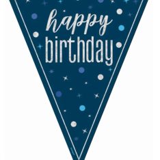 9ft Glitz Blue & Silver Happy Birthday Bunting