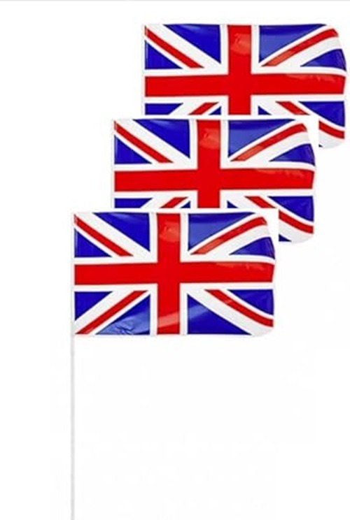 King Charles III Union Jack Hand Flags - 3pcs