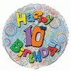 18" Foil Prism Happy 10th Birthday Balloon