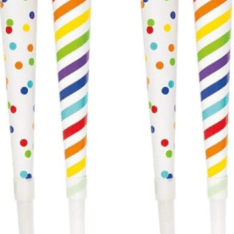 Rainbow-Colored Party Blowers - Pack of 12