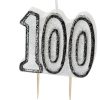 Glitz Black 100th Birthday Candle