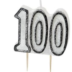Glitz Black 100th Birthday Candle