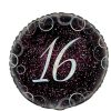 Glitz Black Pink 16th Birthday Foil Balloon 45cm