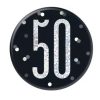 Glitz Black & Silver 50th Birthday Badge