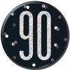 Glitz Black & Silver 90th Birthday Badge