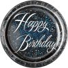 Glitz Foil Birthday Paper Plates (Blue, Pack of 24)