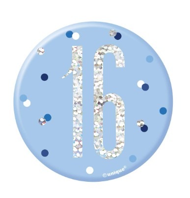 Glitz Blue & Silver 16th Birthday Badge