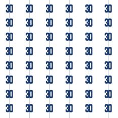 Hanging Swirl Glitz Blue 30th Birthday Hanging Decorations, Pack of 6