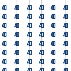 Hanging Swirl Glitz Blue 40th Birthday Decorations, Pack of 6