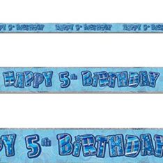 9ft Foil Glitz Blue & Silver 5th Birthday Banner