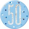 Glitz Blue & Silver 50th Birthday Badge