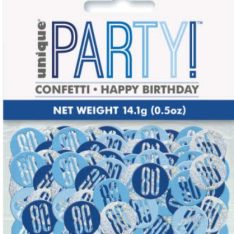 Glitz Blue & Silver 80th Birthday Confetti